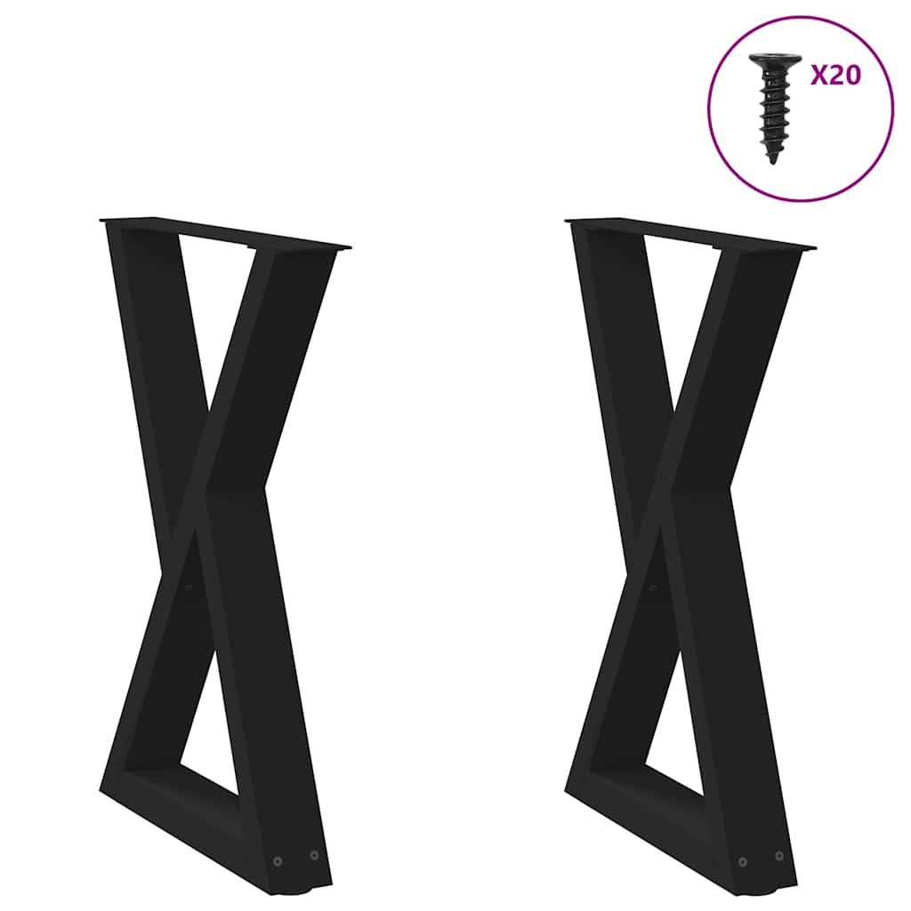 Spisebordsben 2 stk Sort 60x(72-73,3) cm Stål
