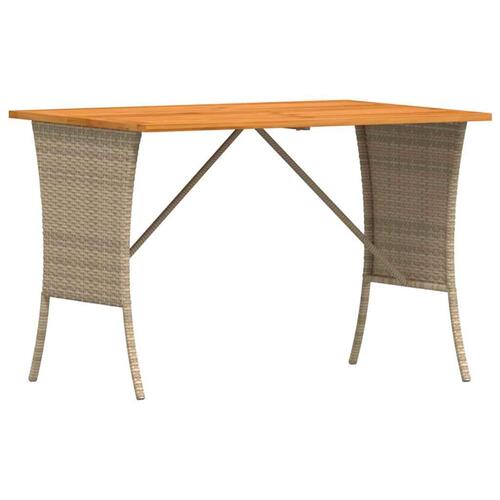 Havebord med top i akacietræ 105x75x72 cm polyrattan beige