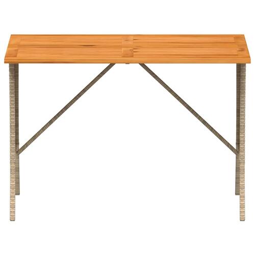 Havebord med top i akacietræ 105x75x72 cm polyrattan beige