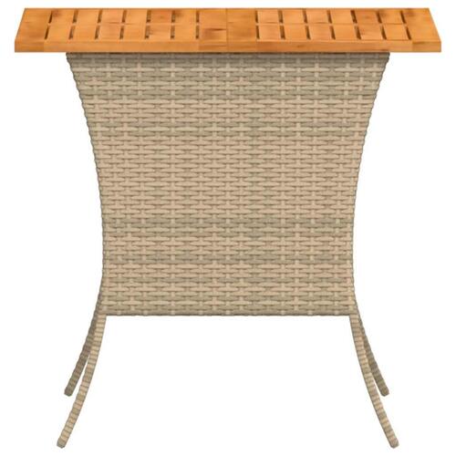 Havebord med top i akacietræ 105x75x72 cm polyrattan beige