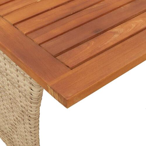 Havebord med top i akacietræ 105x75x72 cm polyrattan beige
