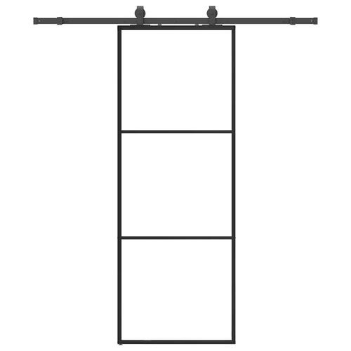 Skydedør med hardwaresæt 76x205 cm ESG glas sort