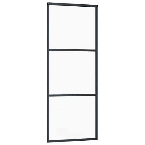 Skydedør med hardwaresæt 76x205 cm ESG glas sort