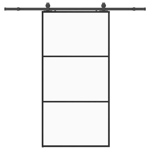 Skydedør med hardwaresæt 102x205 cm ESG glas sort