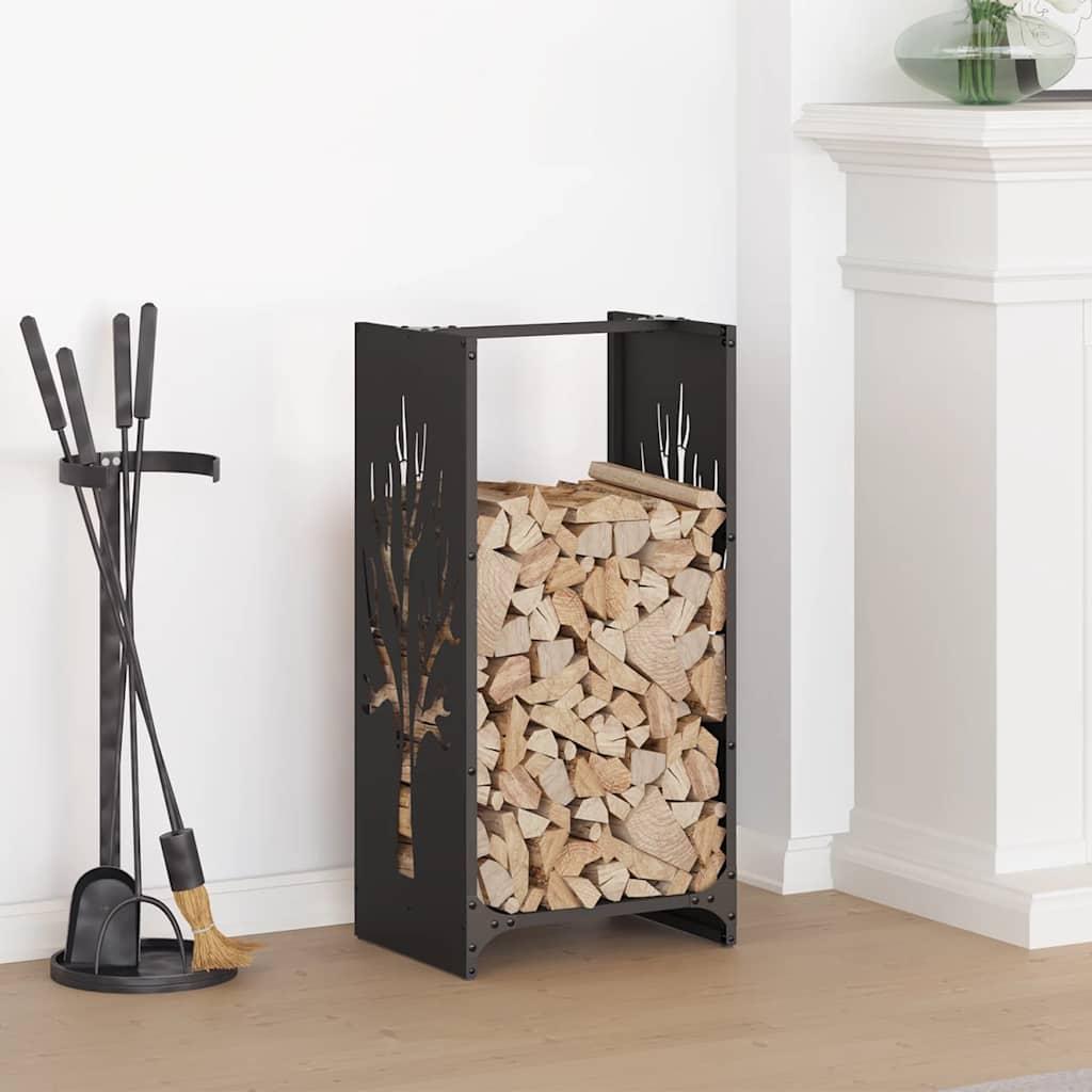 Brændestativ 40x30x80 cm koldvalset stål sort billede