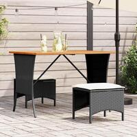 Havebord med top i akacietræ 105x75x72 cm polyrattan sort