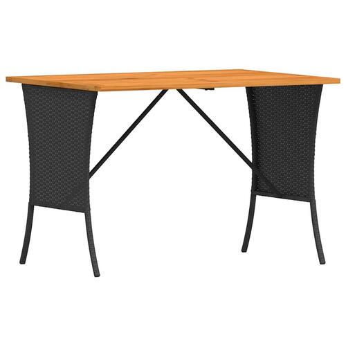 Havebord med top i akacietræ 105x75x72 cm polyrattan sort