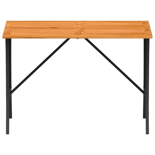 Havebord med top i akacietræ 105x75x72 cm polyrattan sort