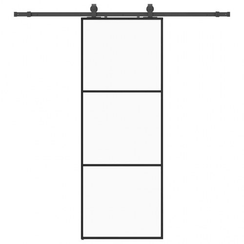 Skydedør med hardwaresæt 76 × 205 cm - ESG glas, sort