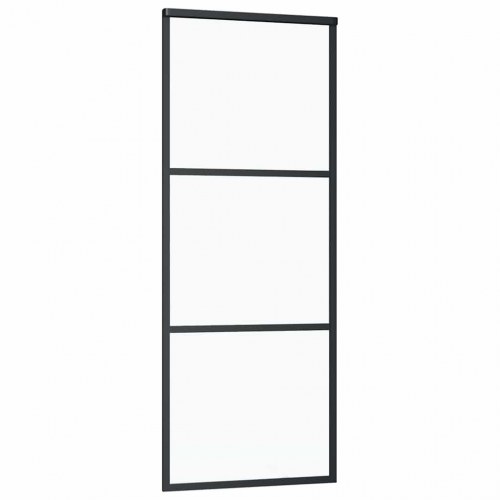 Skydedør med hardwaresæt 76 × 205 cm - ESG glas, sort