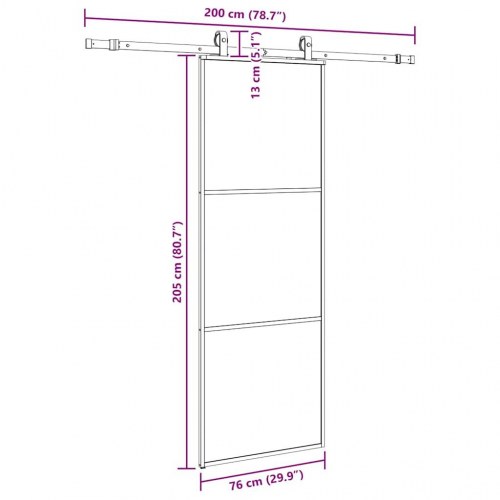 Skydedør med hardwaresæt 76 × 205 cm - ESG glas, sort