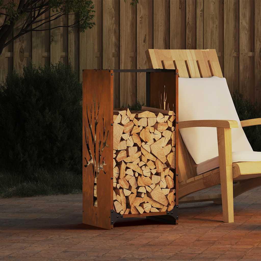 Brændestativ 40x30x80 cm forvitringsstål billede