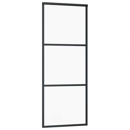 Skydedør 76×205 cm i ESG-glas med sort hardwaresæt