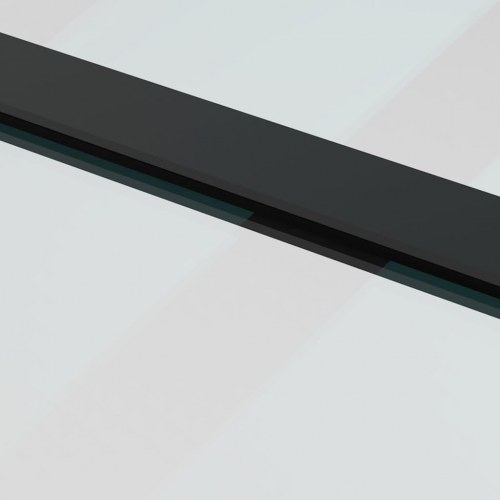 Skydedør 76×205 cm i ESG-glas med sort hardwaresæt
