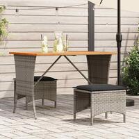 Havebord med top i akacietræ 105x75x72 cm polyrattan grå