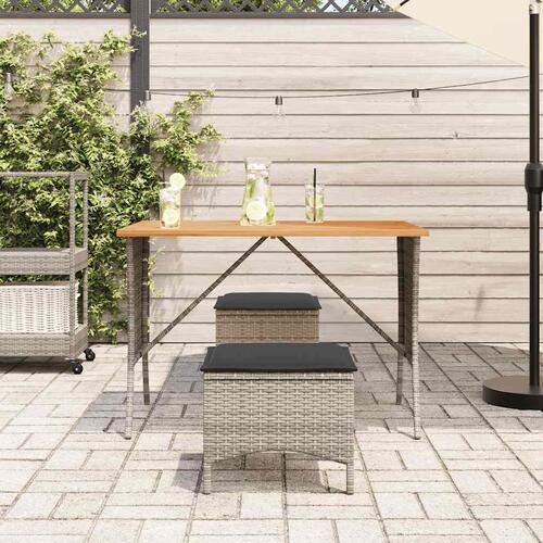 Havebord med top i akacietræ 105x75x72 cm polyrattan grå