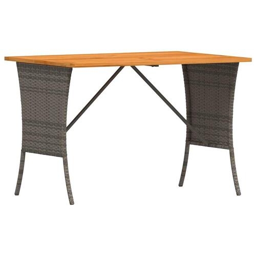 Havebord med top i akacietræ 105x75x72 cm polyrattan grå