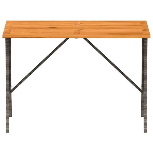Havebord med top i akacietræ 105x75x72 cm polyrattan grå