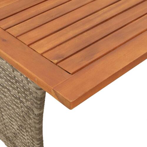 Havebord med top i akacietræ 105x75x72 cm polyrattan grå