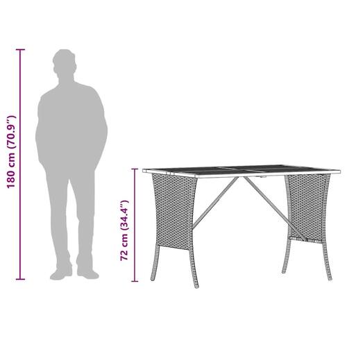 Havebord med top i akacietræ 105x75x72 cm polyrattan grå