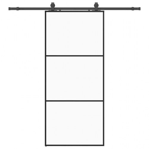 Skydedør med hardwaresæt 90×205 cm - ESG glas, sort