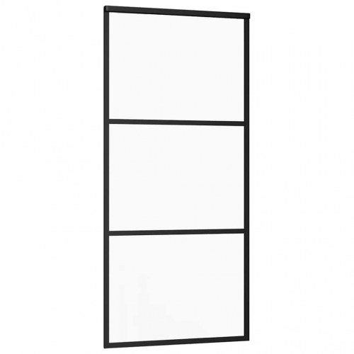 Skydedør med hardwaresæt 90×205 cm - ESG glas, sort