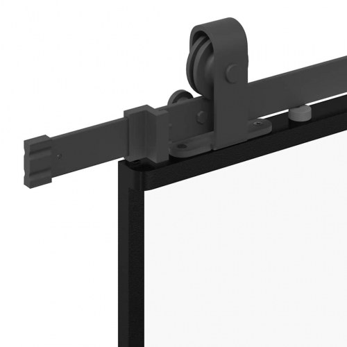 Skydedør med hardwaresæt 90×205 cm - ESG glas, sort