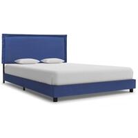 Sengeramme uden madras 135x190 cm stof blå