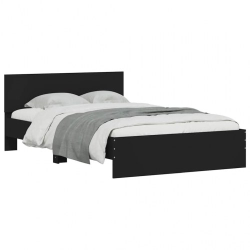 Sengeramme med sengegavl og LED-lys 120x190 cm sort