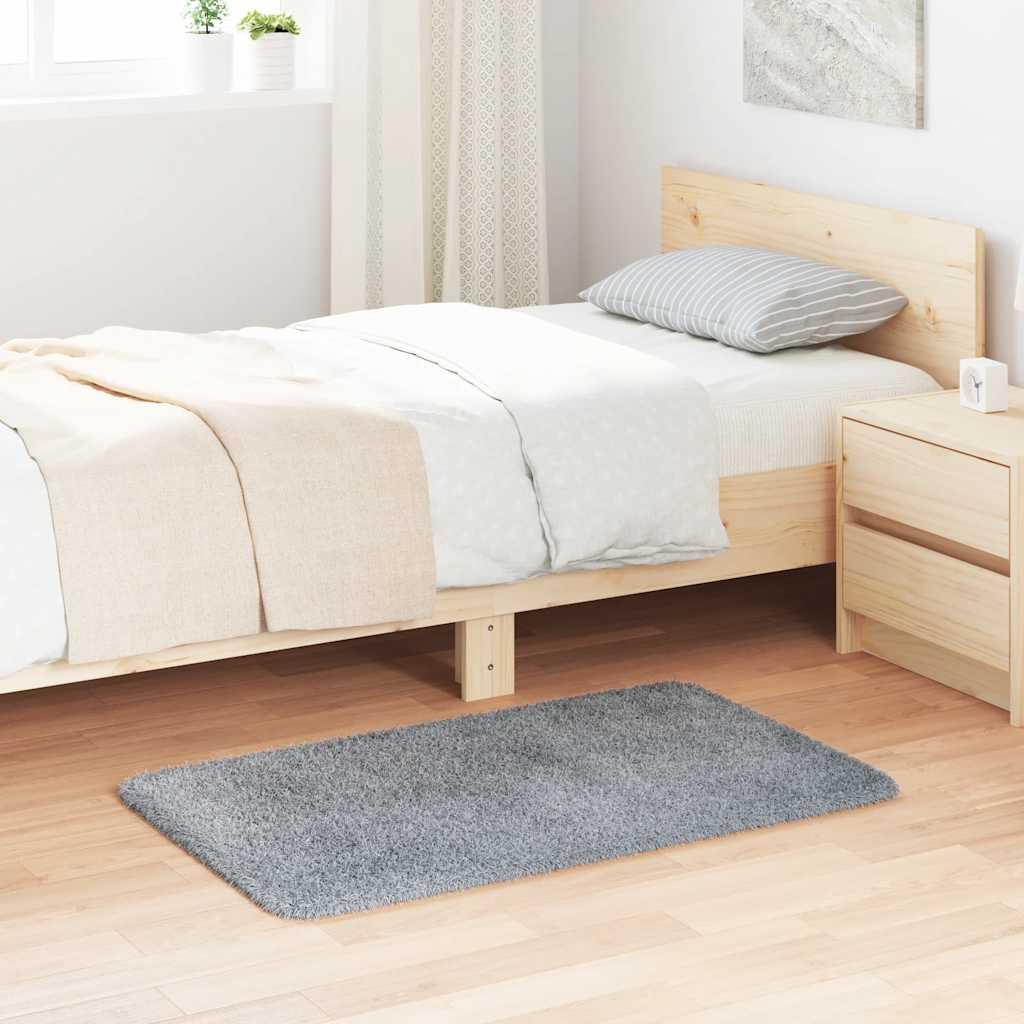 Shaggy Gulvtæppe Navarra Høje Luv Polyester Sølvgrå - Rektangulær / 60 x 100 cm