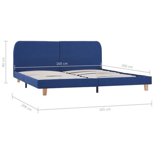 Sengeramme uden madras 150x200 cm stof blå