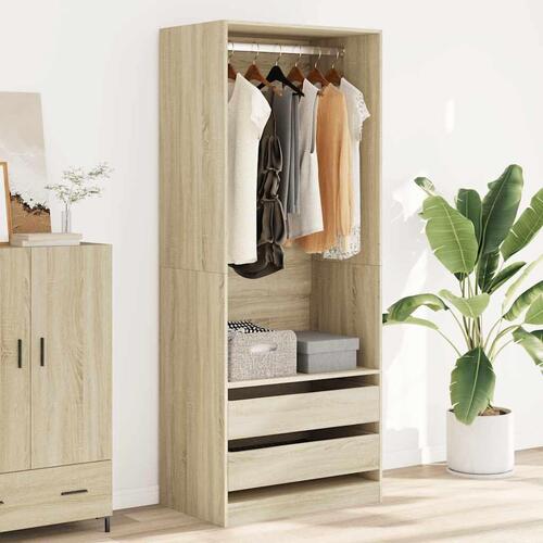 Klædeskab 80x50x200 cm konstrueret træ sonoma-eg