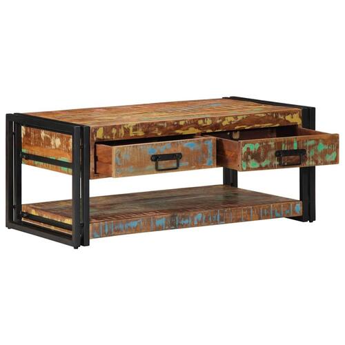 Sofabord 90x50x38 cm massivt genbrugstræ flerfarvet