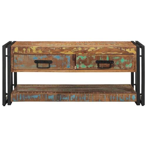 Sofabord 90x50x38 cm massivt genbrugstræ flerfarvet