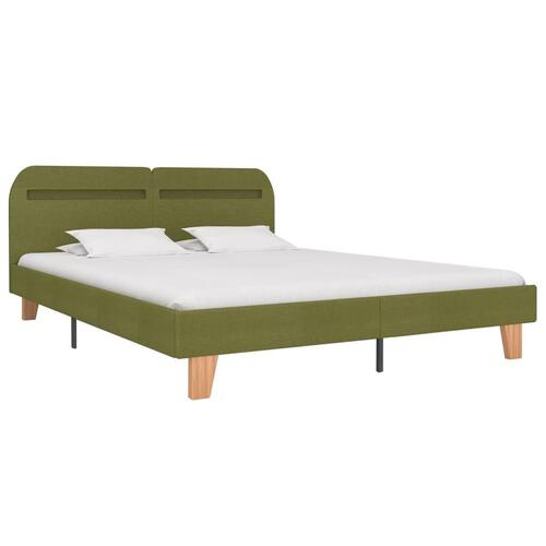 Sengeramme med LED uden madras 150x200 cm stof grøn