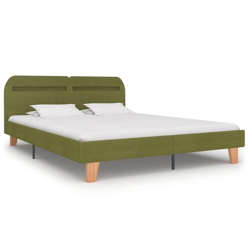 Sengeramme med LED uden madras 150x200 cm stof grøn
