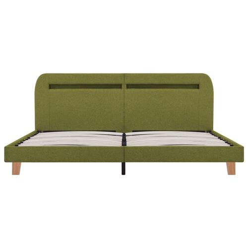 Sengeramme med LED uden madras 150x200 cm stof grøn