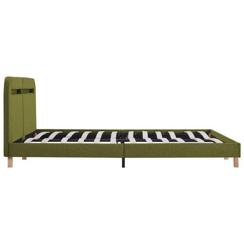 Sengeramme med LED uden madras 150x200 cm stof grøn
