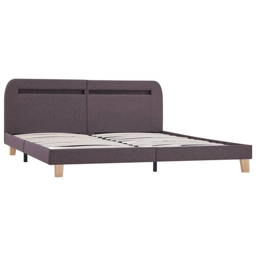 Sengeramme med LED uden madras 150x200 cm stof gråbrun