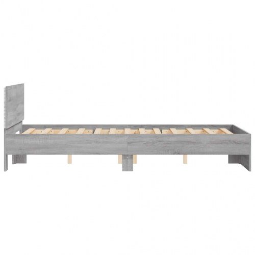 Sengeramme med sengegavl og LED-lys 120 x 190 cm - grå sonoma-eg