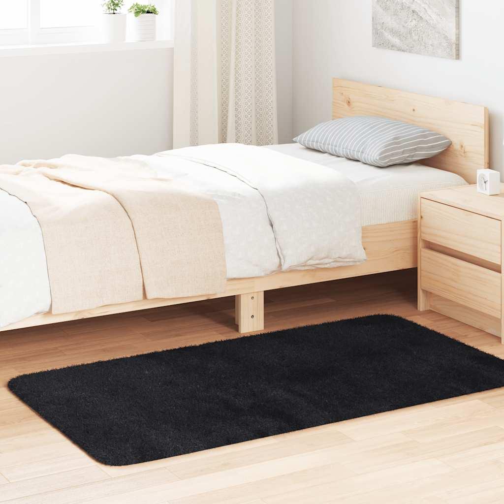 Shaggy Gulvtæppe Navarra Høje Luv Polyester Sort - Rektangulær / 80 x 150 cm