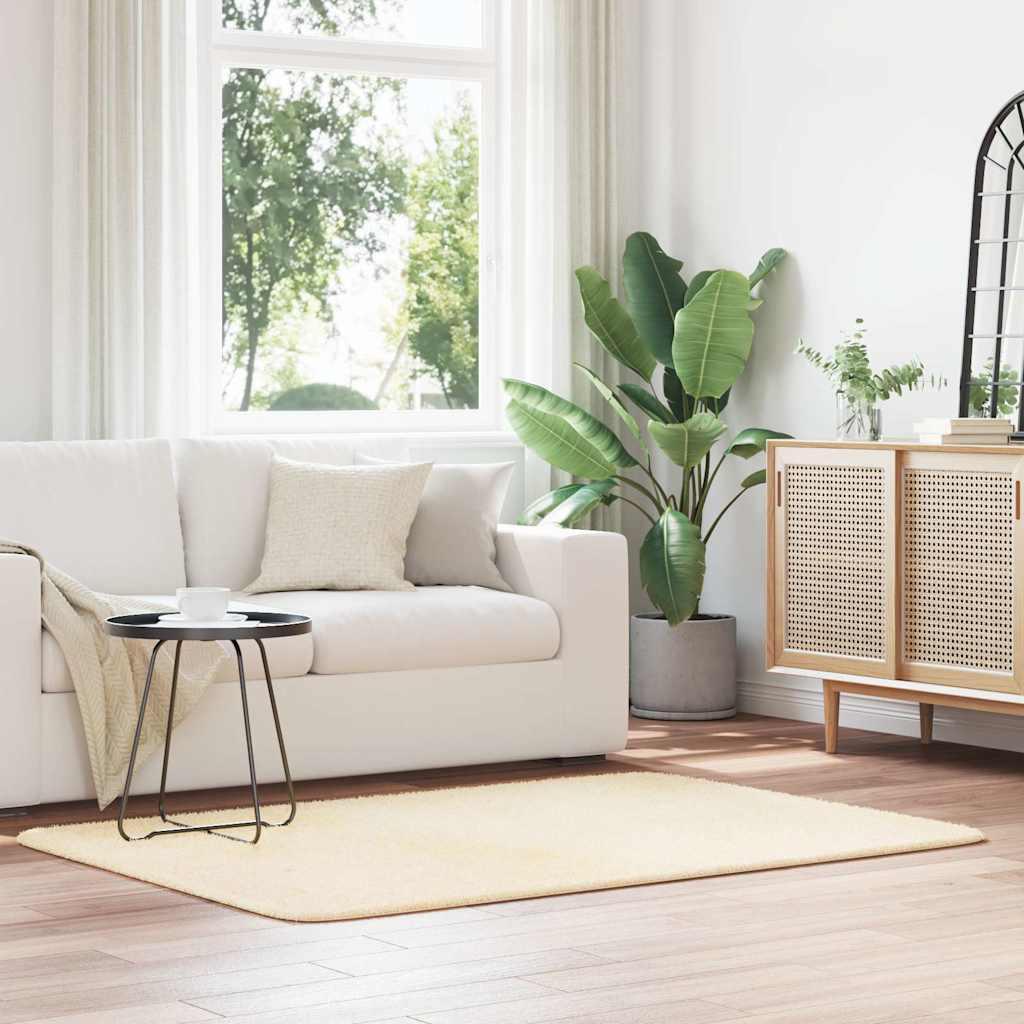 Shaggy Gulvtæppe Navarra Høje Luv Farvet Creme - Rektangulær / 120 x 170 cm