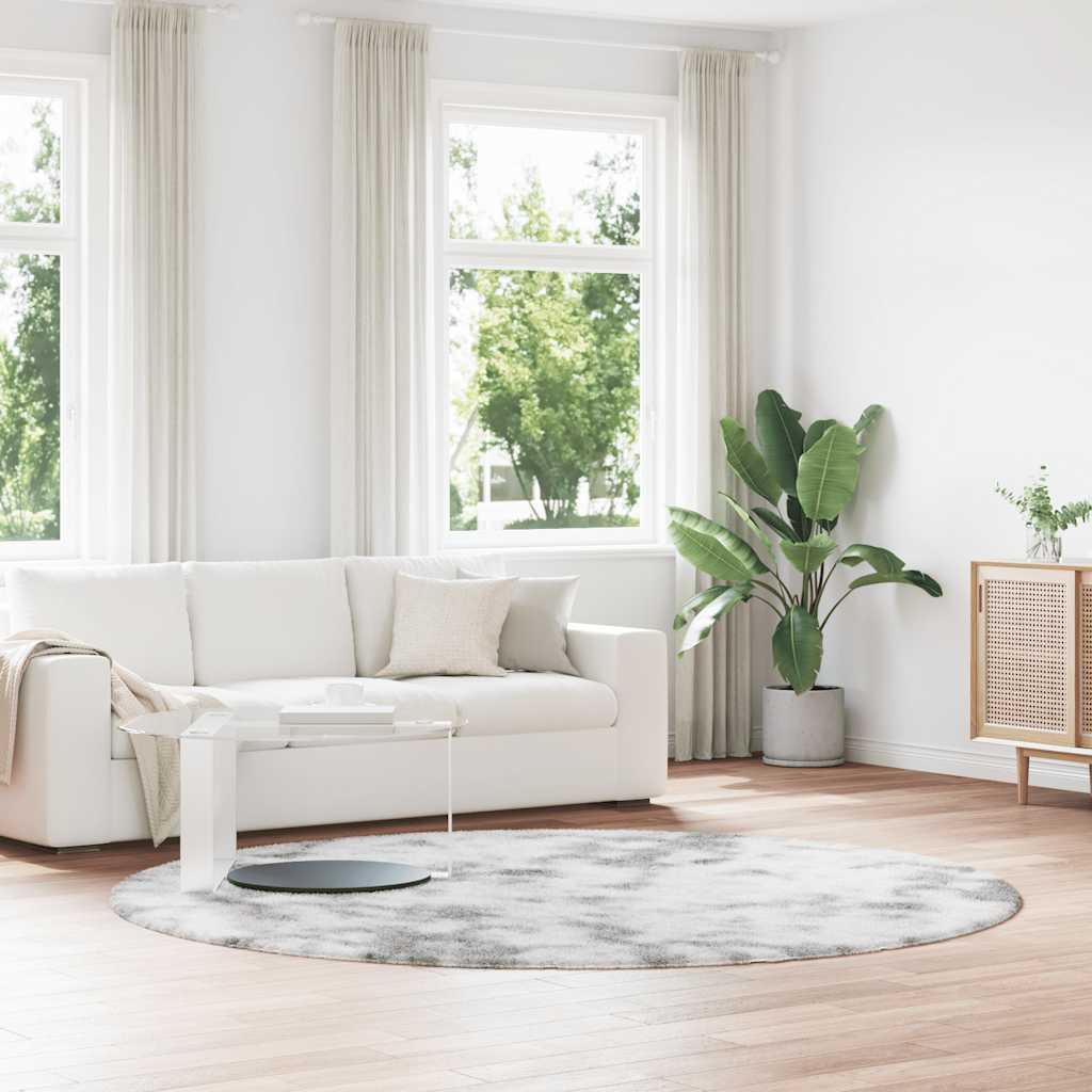 Shaggy Gulvtæppe Navarra Høje Luv Polyester Lysegrå - Rund / 240 x 240 cm