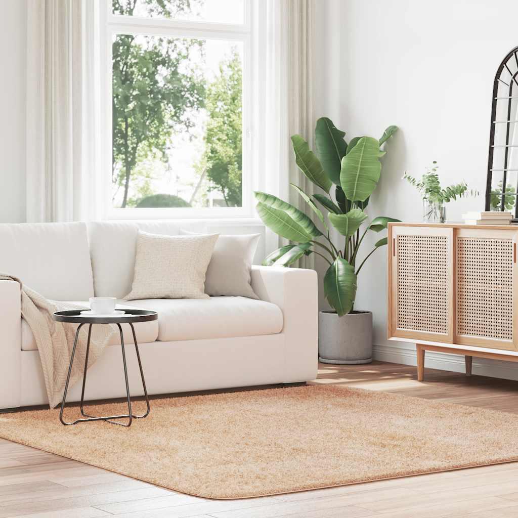 Shaggy Gulvtæppe Navarra Høje Luv Polyester Beige - Firkantet / 200 x 200 cm