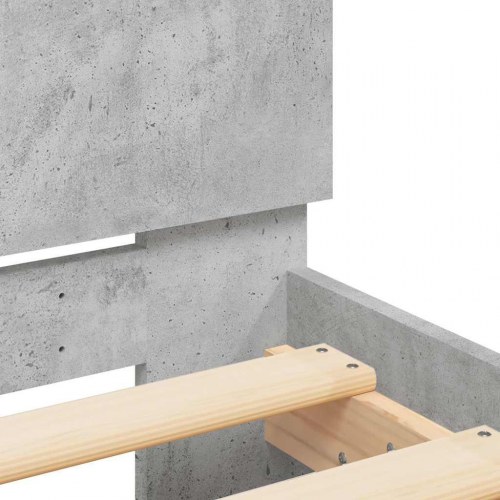 Sengeramme med sengegavl og LED-lys 150x200 cm - betongrå