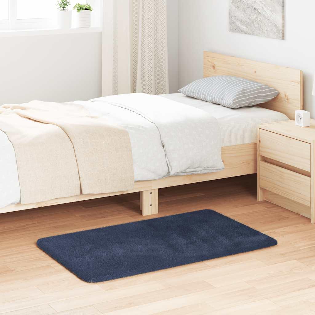 Shaggy Gulvtæppe Navarra 160X230Cm Høje Luv Polyester Marineblå - Rektangulær / 60 x 100 cm