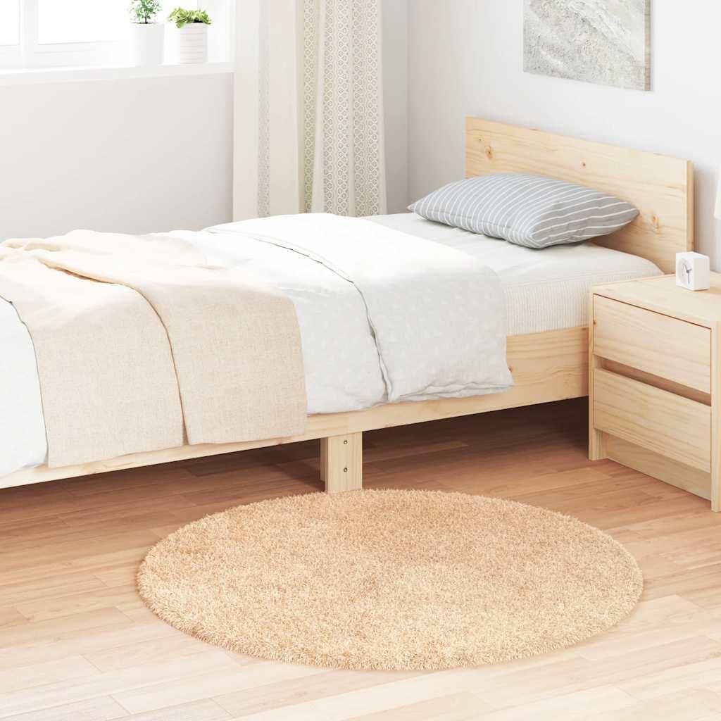 Shaggy Gulvtæppe Navarra Høje Luv Polyester Beige - Rund / 100 x 100 cm