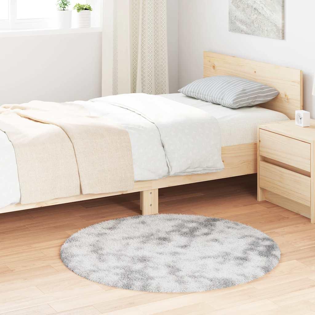 Shaggy Gulvtæppe Navarra Høje Luv Polyester Lysegrå - Rund / 100 x 100 cm