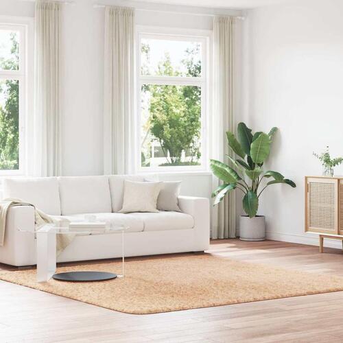 Shaggy gulvtæppe NAVARRA 240x240 cm høje luv polyester beige