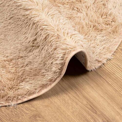 Shaggy gulvtæppe NAVARRA 160x160 cm høje luv polyester beige